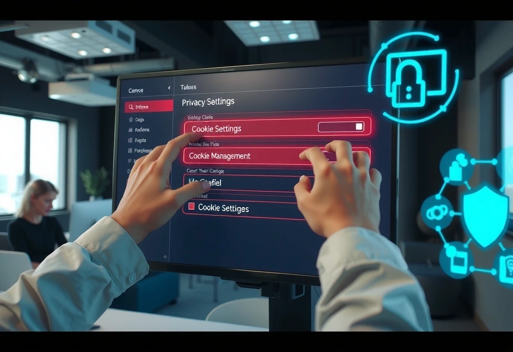 Personne ajustant les paramètres de confidentialité sur un écran d'ordinateur